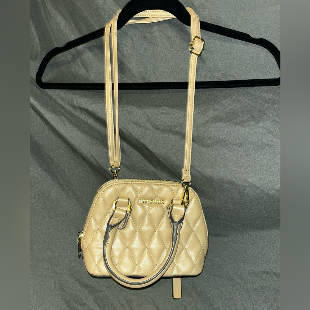 Steve Madden Quilted Tan Small Crossbody Bag